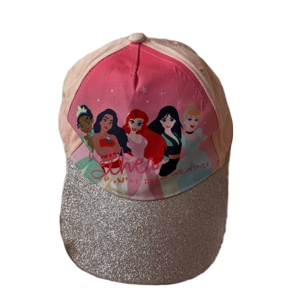 Disney Glitter Princess Cap Hat Kids Mulan Cinderella Moana Tiana Ariel Mermaid
